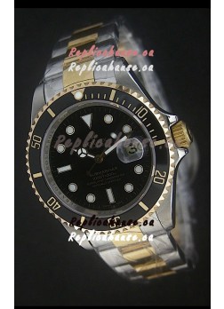 Rolex Submariner Oyster Perpetual Two Tone Watch in Black Ceramic Bezel