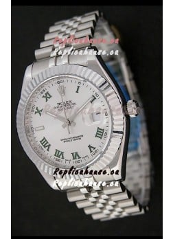 Rolex DateJust Japanese Replica Watch in Green Roman Hour Markers