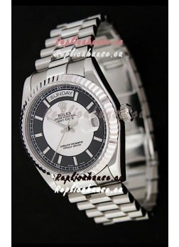 Rolex Day Date Just Japanese Replica Watch in Black & White Dial