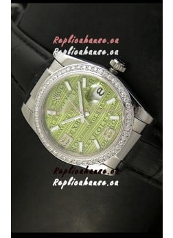 Rolex Replica Datejust Swiss Replica Watch - 37MM - Black Strap Green Dial