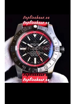 Breitling Chronometre GMT Carbon Dial Swiss Watch with Rubber Strap 1:1 Mirror Replica