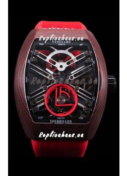Franck Muller Vanguard Skeleton Tourbillon Red Carbon Swiss Replica Watch