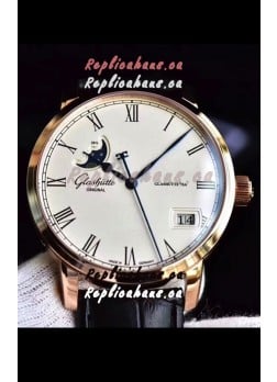 Glashuette Senator Excellence Panorama Date Moon Phase Pink Gold Swiss Watch