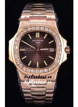 Patek Philippe Nautilus 5711/1R 1:1 Mirror Watch Baguette Diamonds Bezel