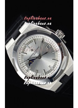 Vacheron Constantin Overseas MoonPhase Stainless Steel Swiss Watch in Black Strap