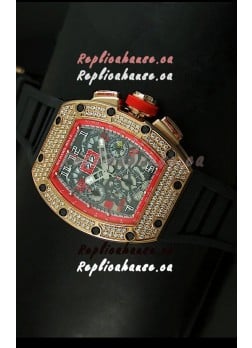 Richard Mille Filippe Massa Edition Titanium Swiss Replica Watch in Pink Gold Case