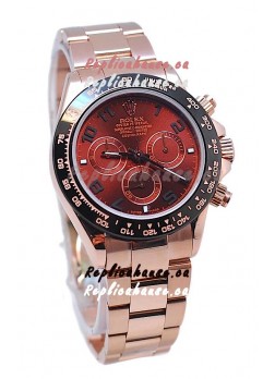 Rolex Daytona Chronograph MonoBloc Cerachrom Bezel Swiss Replica Rose Gold Plated Watch