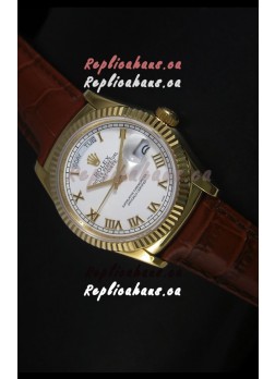 Rolex Day Date 36MM Yellow Gold Swiss Replica Watch - White Dial