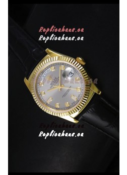 Rolex Day Date 36MM Yellow Gold Swiss Replica Watch - Grey Dial