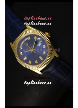 Rolex Day Date 36MM Yellow Gold Swiss Replica Watch - Dark Blue Dial