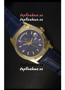 Rolex Day Date 36MM Yellow Gold Swiss Replica Watch - Dark Blue Dial