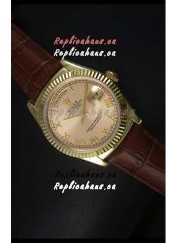 Rolex Day Date 36MM Yellow Gold Swiss Replica Watch - Champange Dial