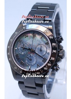 Rolex Daytona Cosmograph Project X Design Black Out Edition Series II Swiss Watch in Blue Pearl Dial 