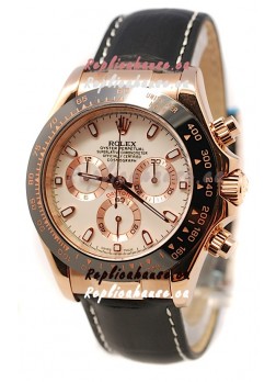 Rolex Daytona Monobloc Cerachrome Everose Swiss Watch in White Dial - 1:1 Mirror Replica