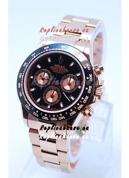 Rolex Daytona Chronograph MonoBloc Cerachrom Bezel Swiss Replica Watch in Rose Gold Plated